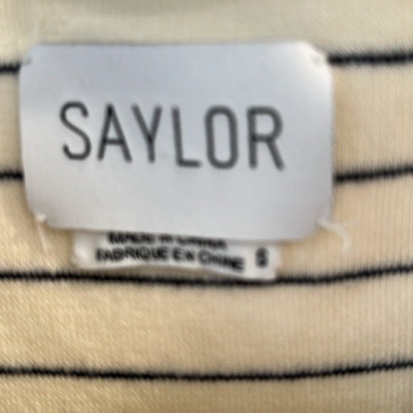 Saylor Cropped Navy and Cream Striped Sweatshirt Size Small - Picture 2 of 7